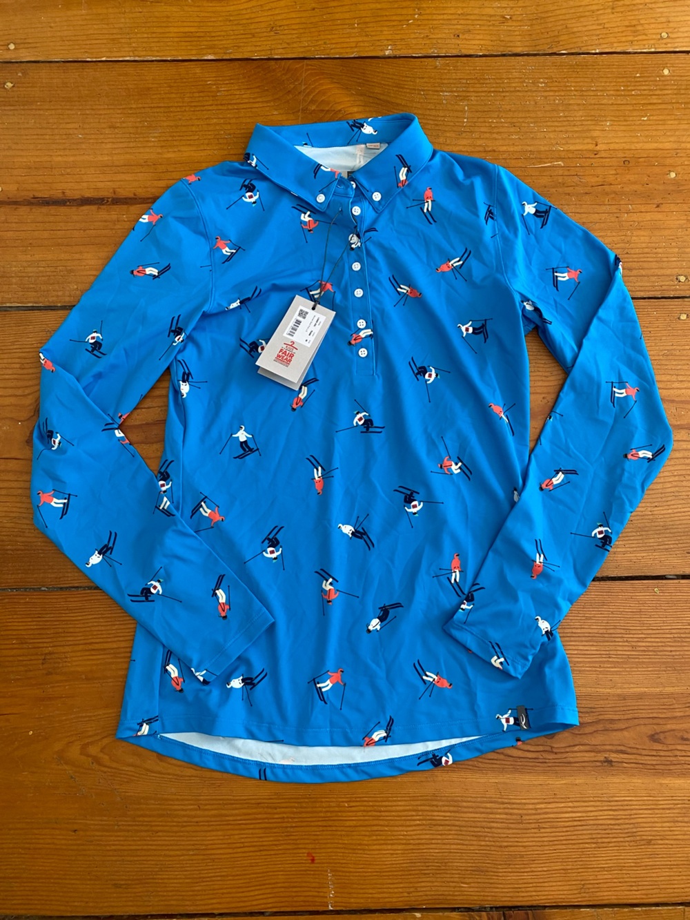 KJUS women skier long sleeve athletic polo shirt size small slim